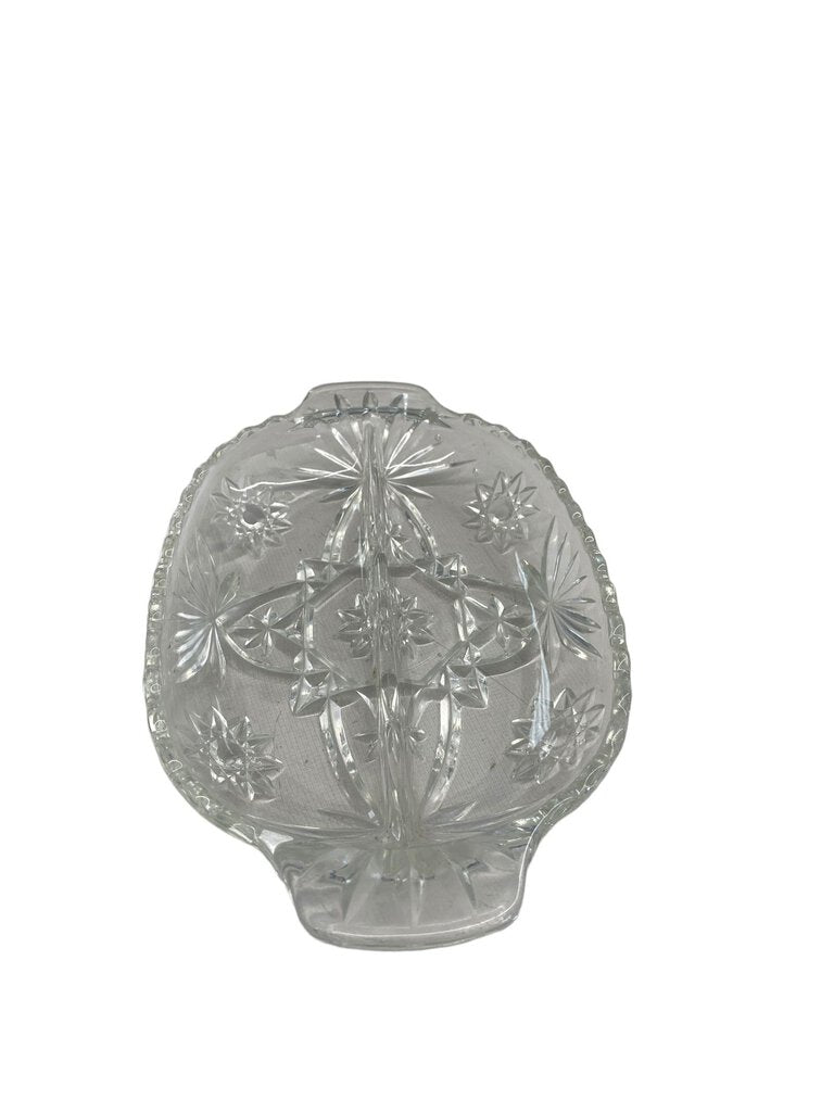 Princess House Fantasia Three Part Clear Glass Divided Relish Platter