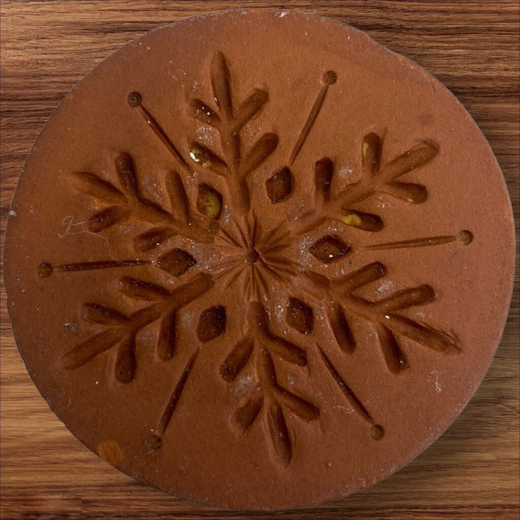 Set of 3 Round Terra Cotta Glazed Cookie Stamps With Handle
