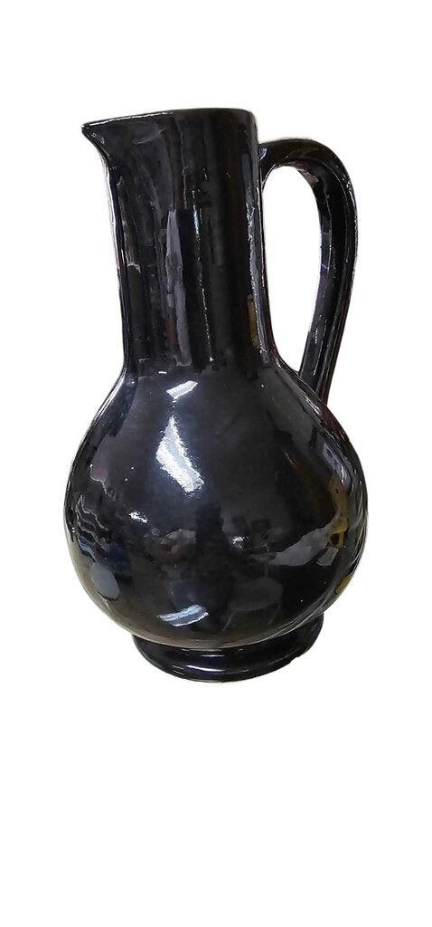 Vintage 1950's McCoy USA Black Pottery 9" Water Pitcher