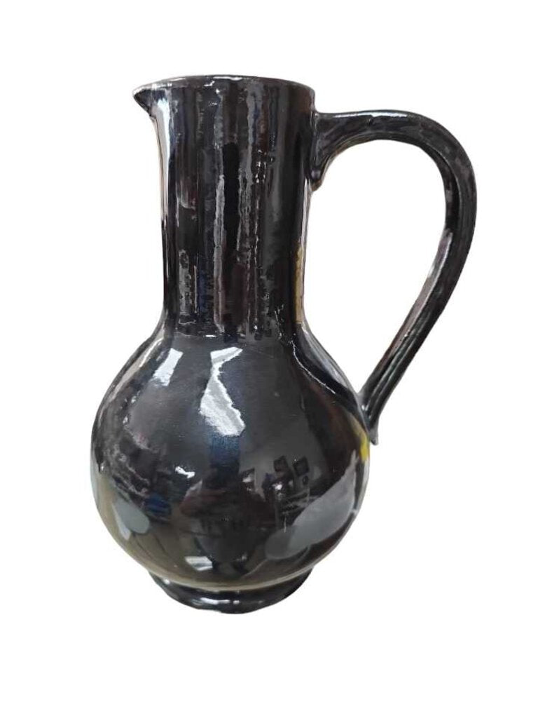 Vintage 1950's McCoy USA Black Pottery 9" Water Pitcher