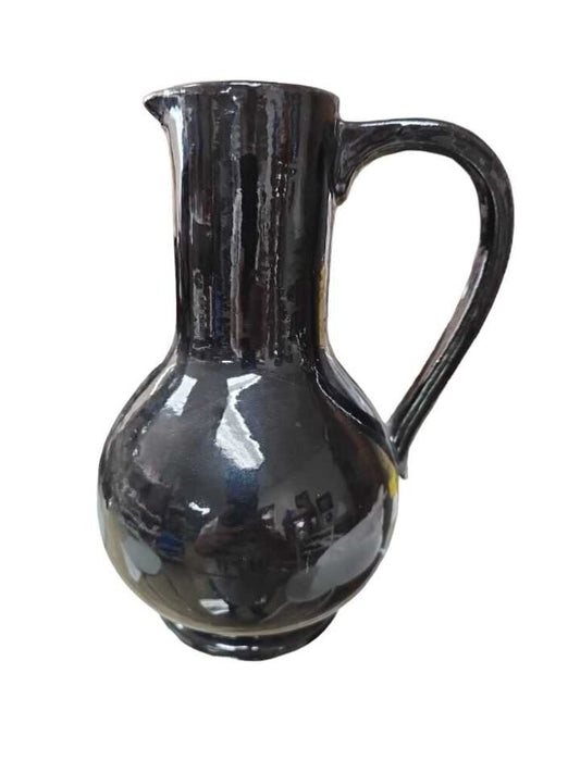 Vintage 1950's McCoy USA Black Pottery 9" Water Pitcher