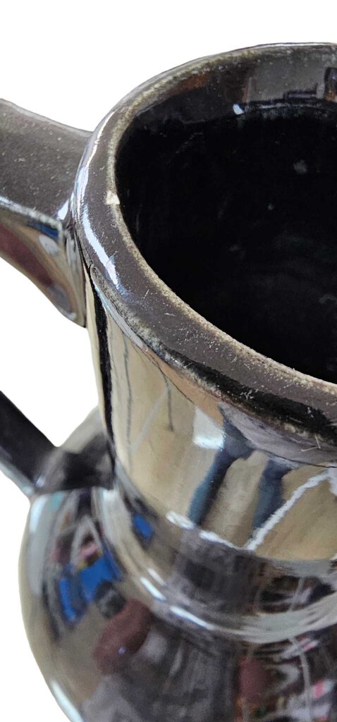 Vintage 1950's McCoy USA Black Pottery 9" Water Pitcher