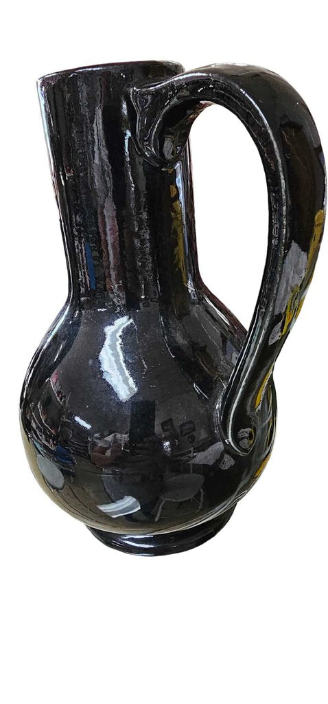 Vintage 1950's McCoy USA Black Pottery 9" Water Pitcher