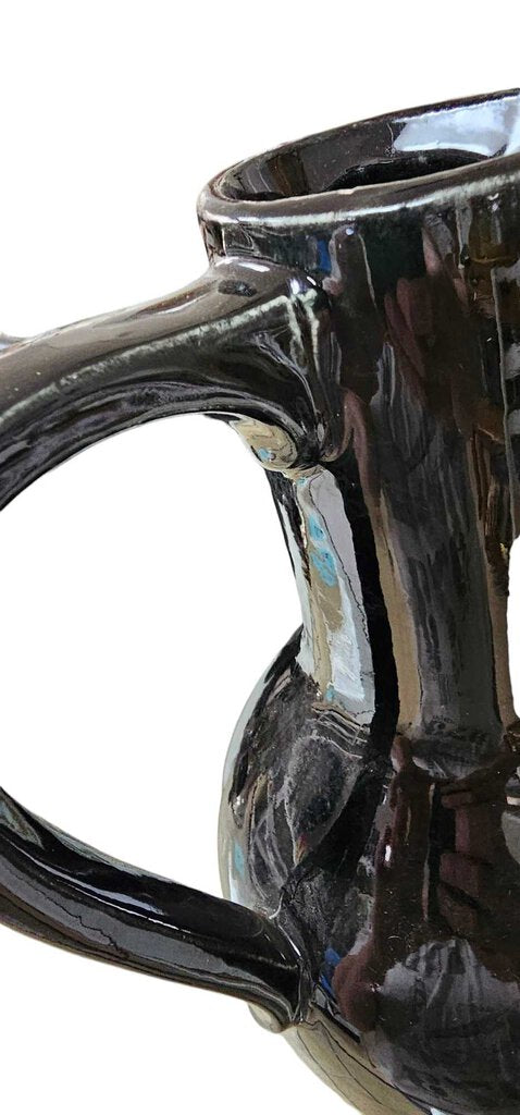 Vintage 1950's McCoy USA Black Pottery 9" Water Pitcher