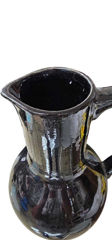 Vintage 1950's McCoy USA Black Pottery 9" Water Pitcher