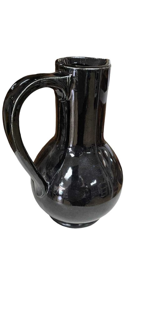 Vintage 1950's McCoy USA Black Pottery 9" Water Pitcher