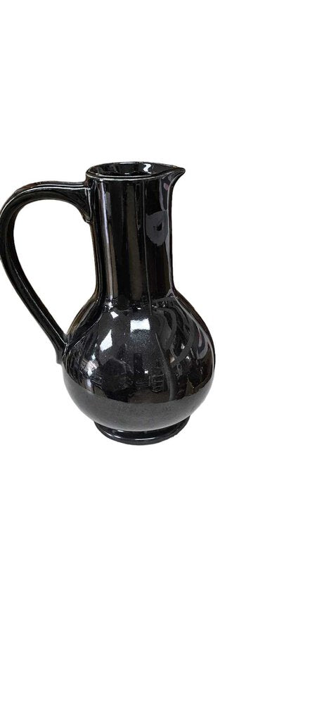 Vintage 1950's McCoy USA Black Pottery 9" Water Pitcher