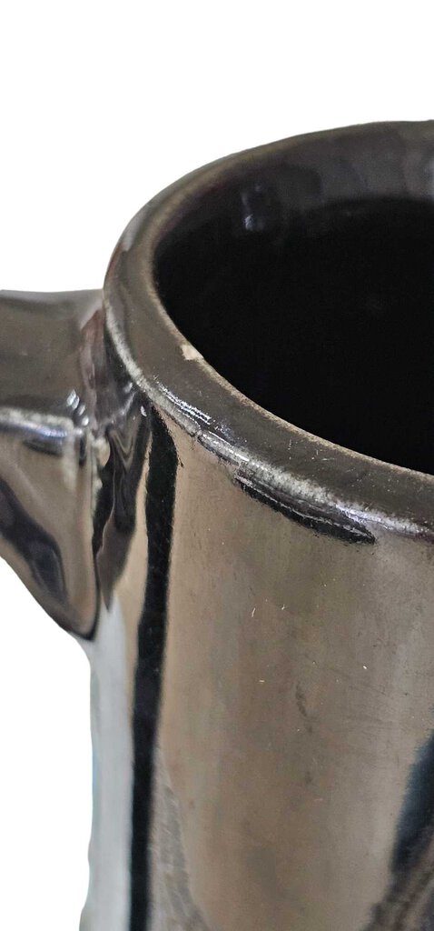 Vintage 1950's McCoy USA Black Pottery 9" Water Pitcher