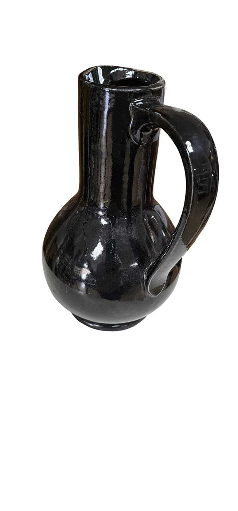 Vintage 1950's McCoy USA Black Pottery 9" Water Pitcher