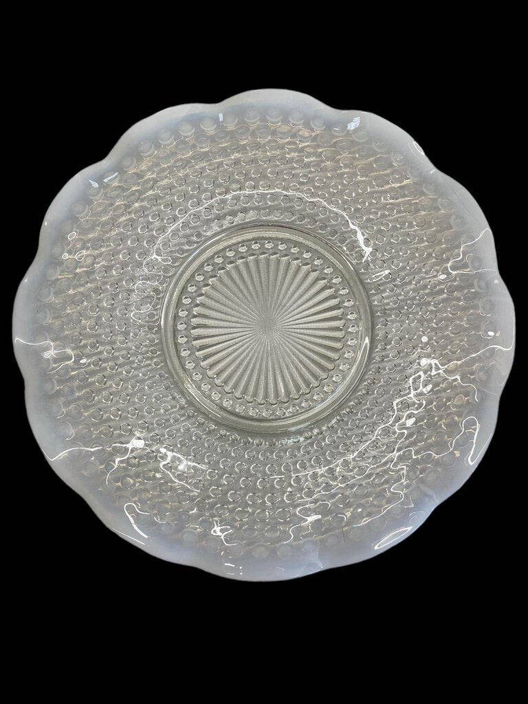 Vintage Moonstone Hobnail Fluted Glass Plate Platter Bowl