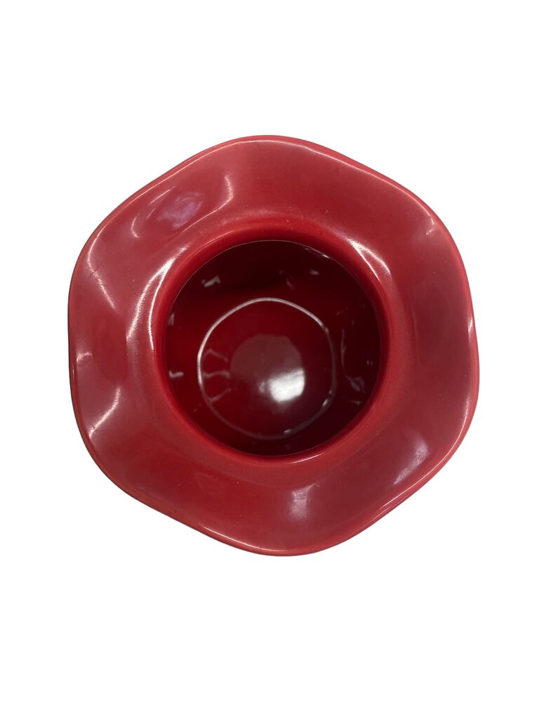 Red Ceramic Pottery Pot With Lid Unmarked