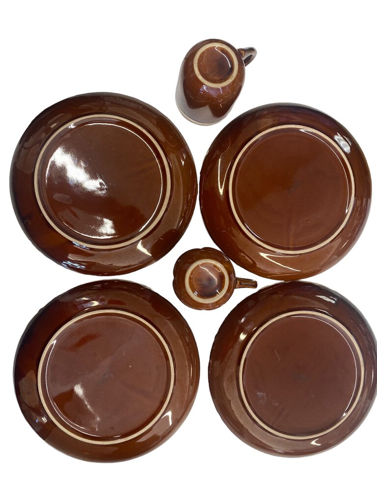 Todays Home Brown Dish Set 4 plates two coffee cups