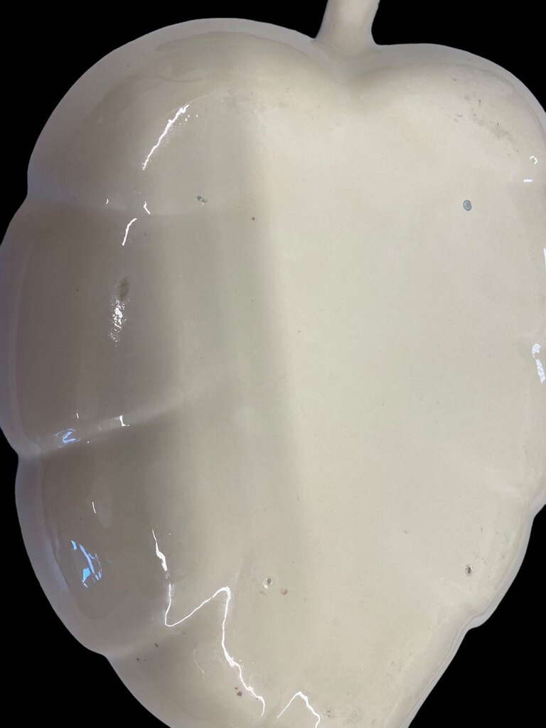 Vintage Pottery Light Blue/cream leaf shaped bowl