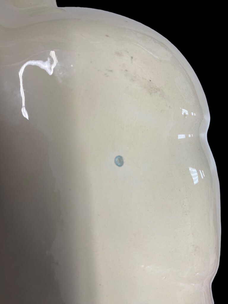 Vintage Pottery Light Blue/cream leaf shaped bowl