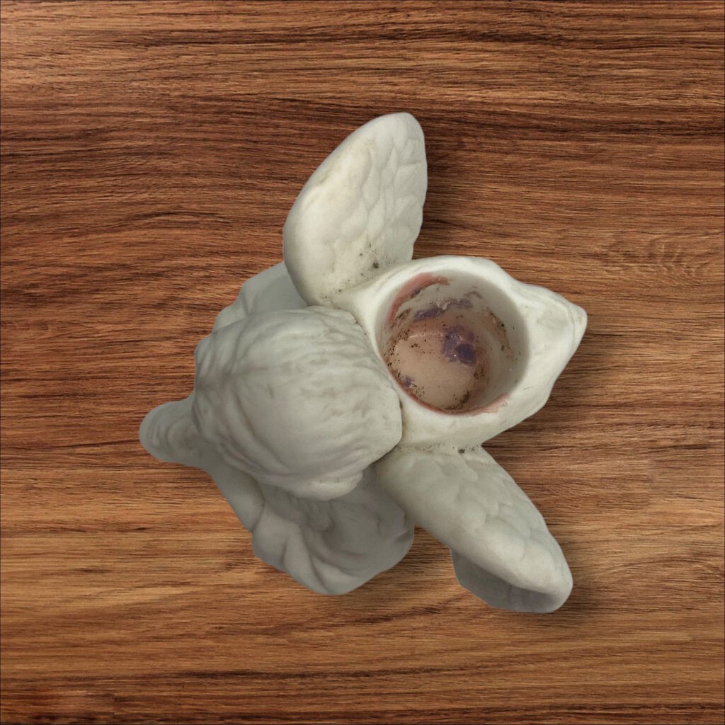 Ceramic Angel with Horn Candle Holder White