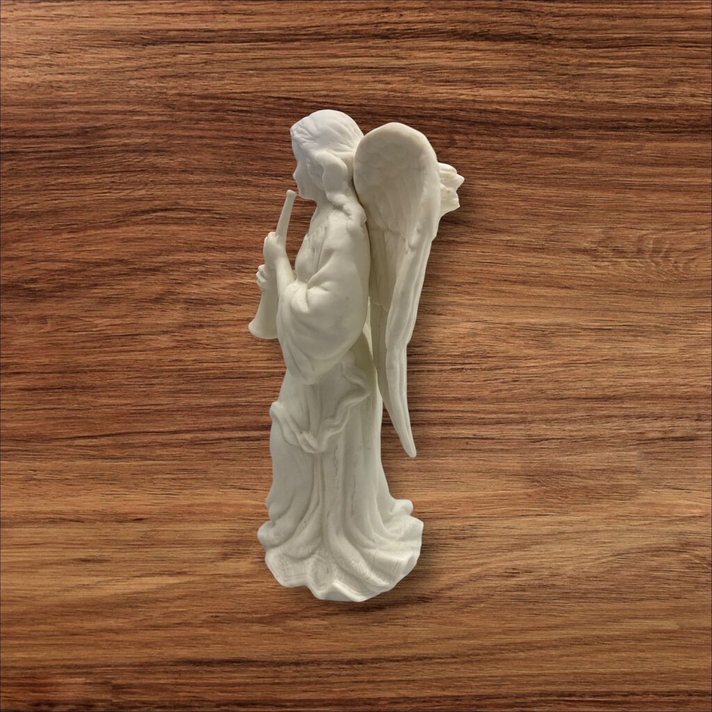 Ceramic Angel with Horn Candle Holder White