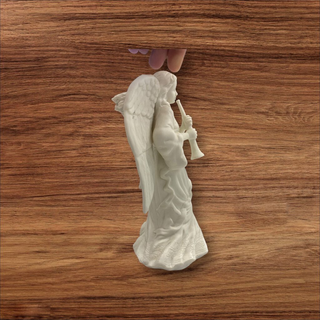 Ceramic Angel with Horn Candle Holder White