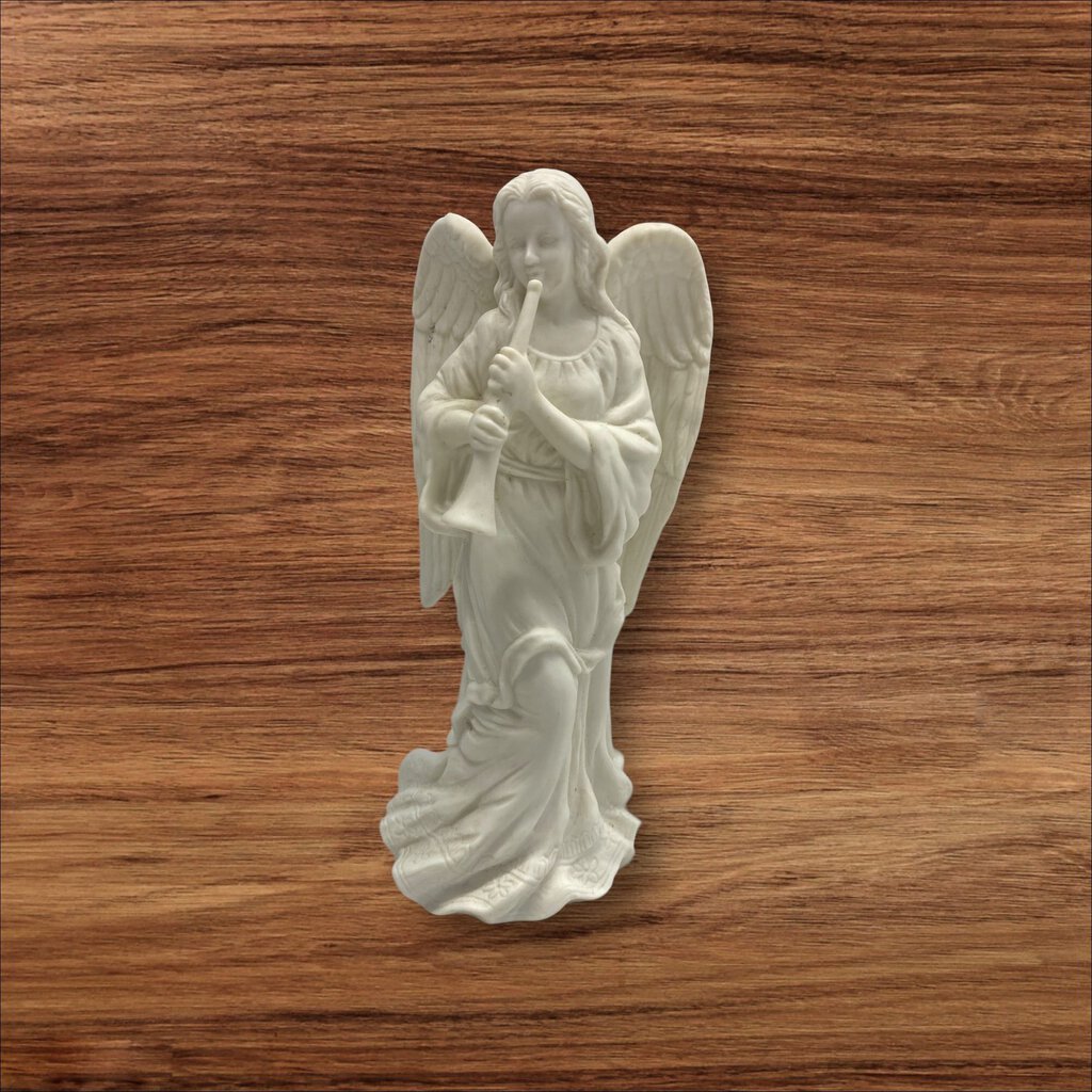 Ceramic Angel with Horn Candle Holder White
