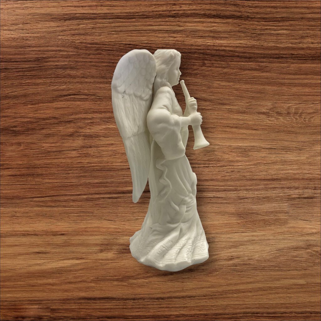 Ceramic Angel with Horn Candle Holder White