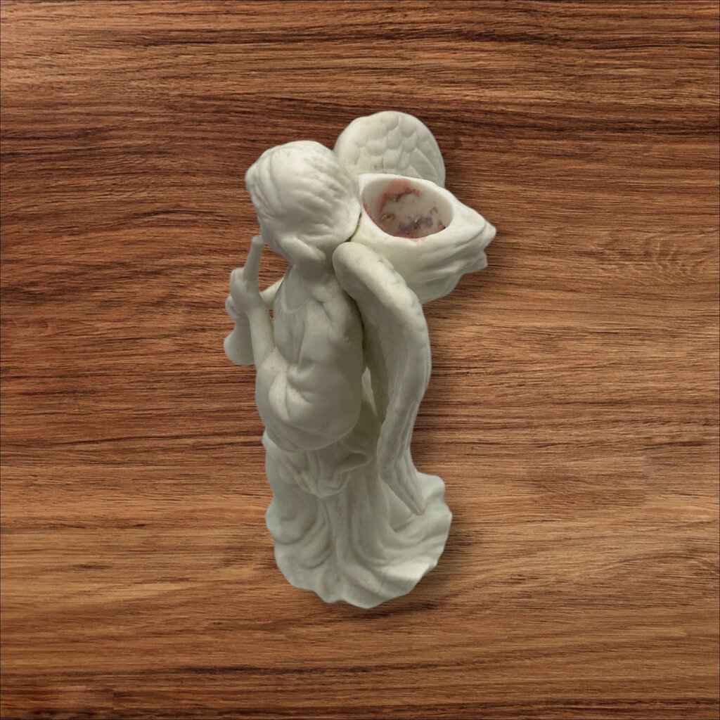 Ceramic Angel with Horn Candle Holder White