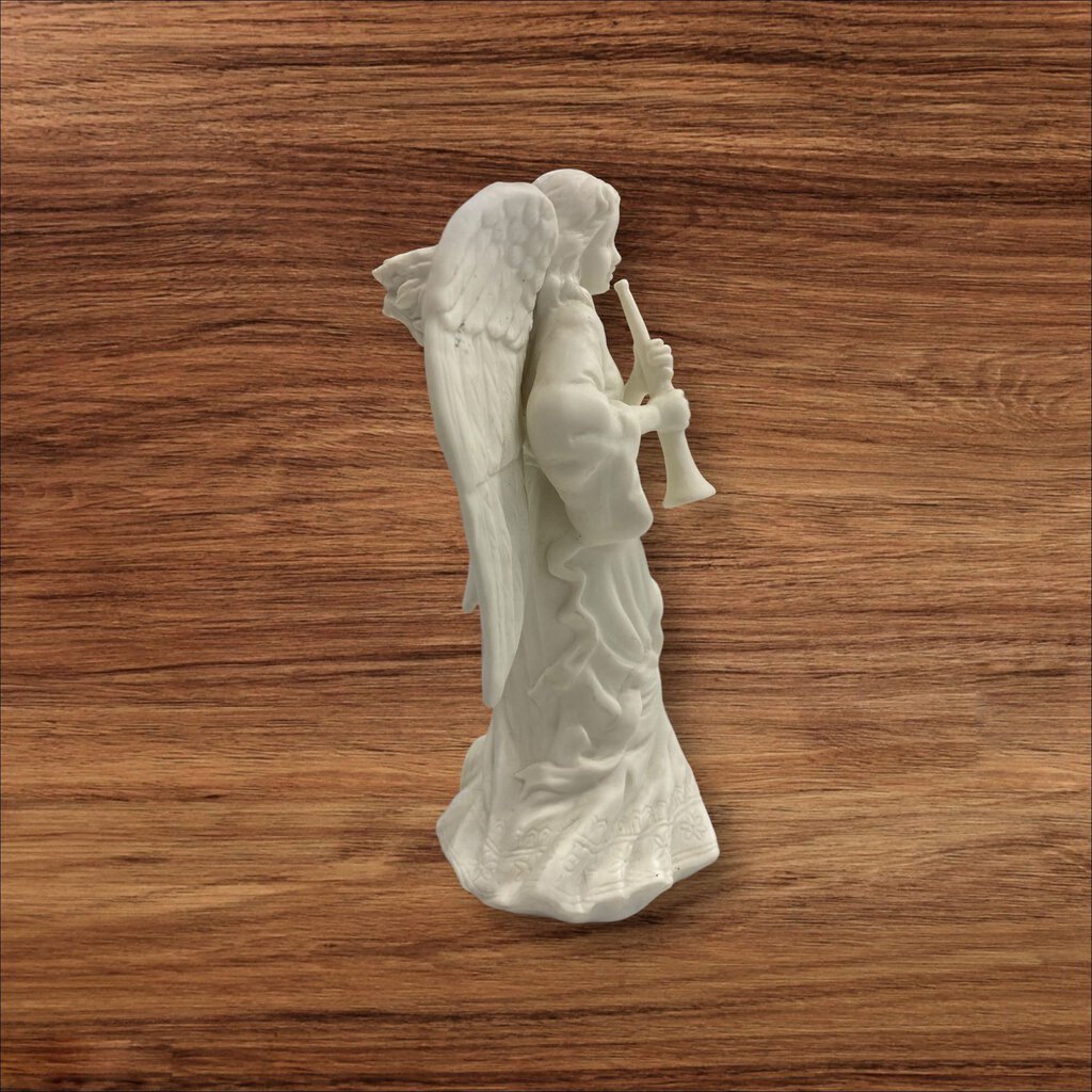 Ceramic Angel with Horn Candle Holder White