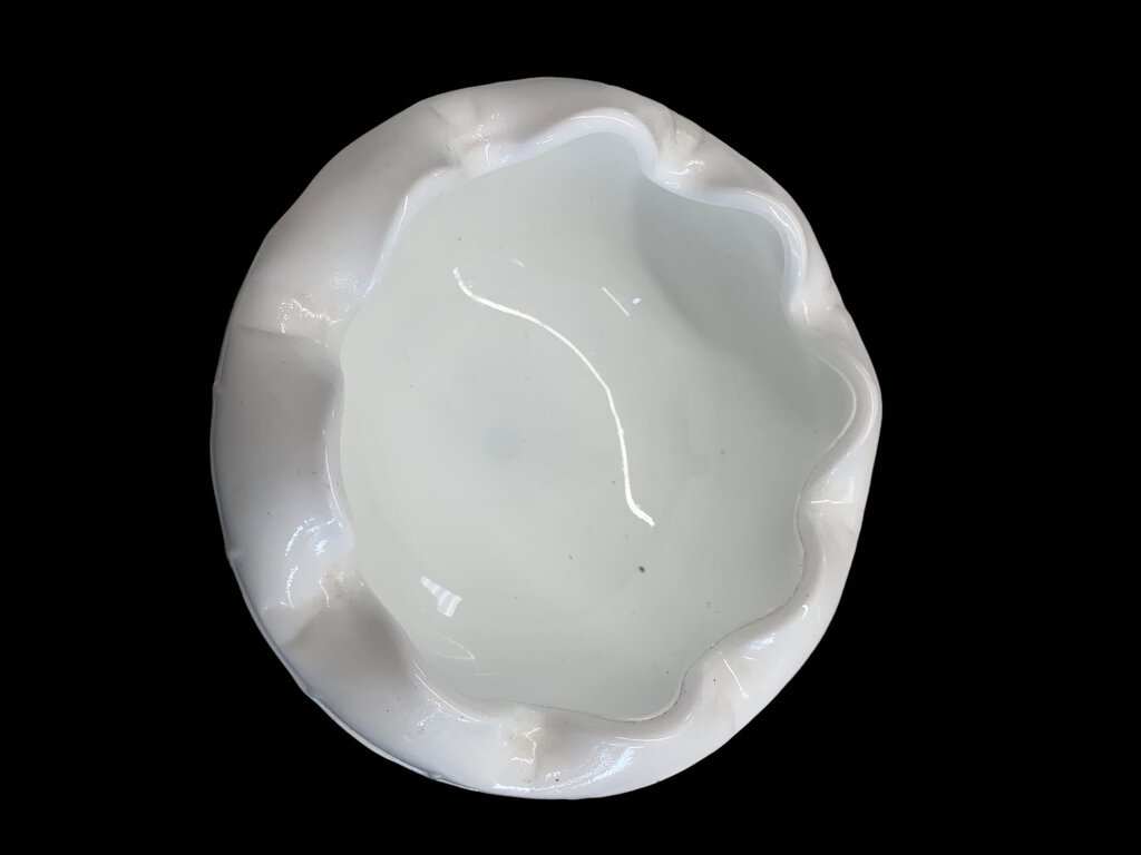 Vintage White Milk Glass Quilted Diamond Scallop Edge Bowl
