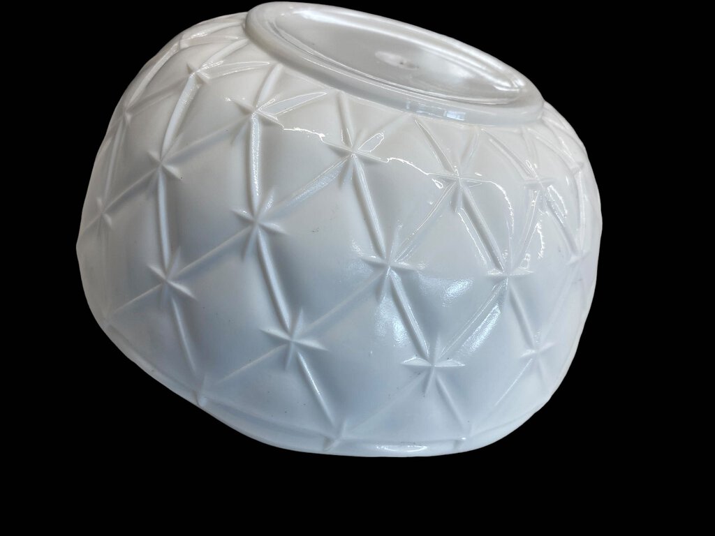 Vintage White Milk Glass Quilted Diamond Scallop Edge Bowl