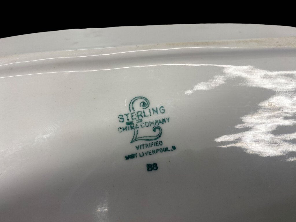 Sterling China Company Oval Relish Tray Green Trim