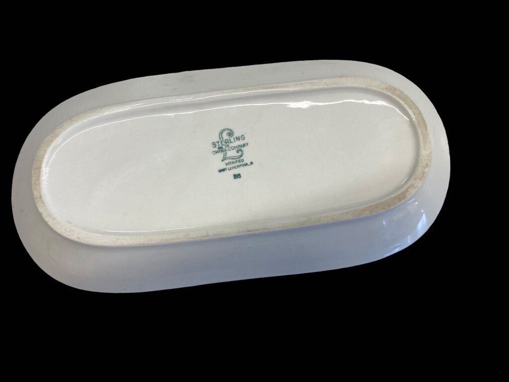Sterling China Company Oval Relish Tray Green Trim