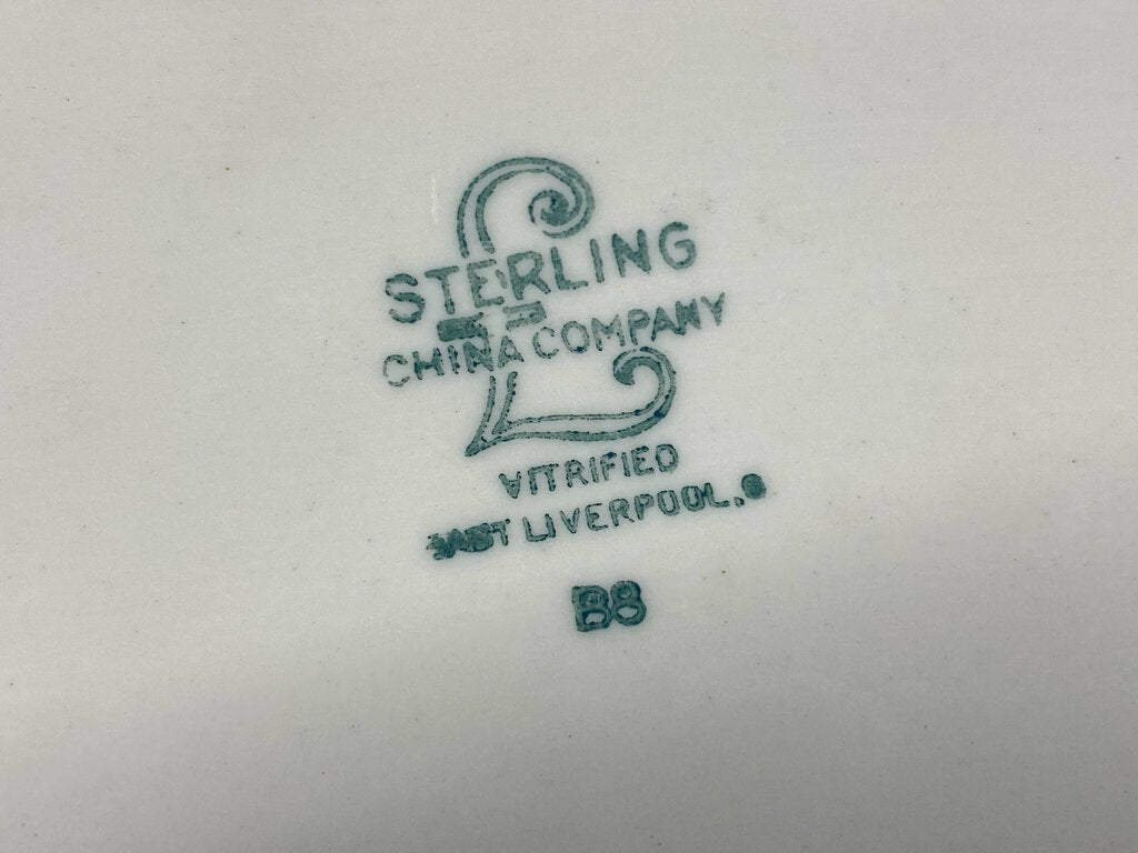 Sterling China Company Oval Relish Tray Green Trim