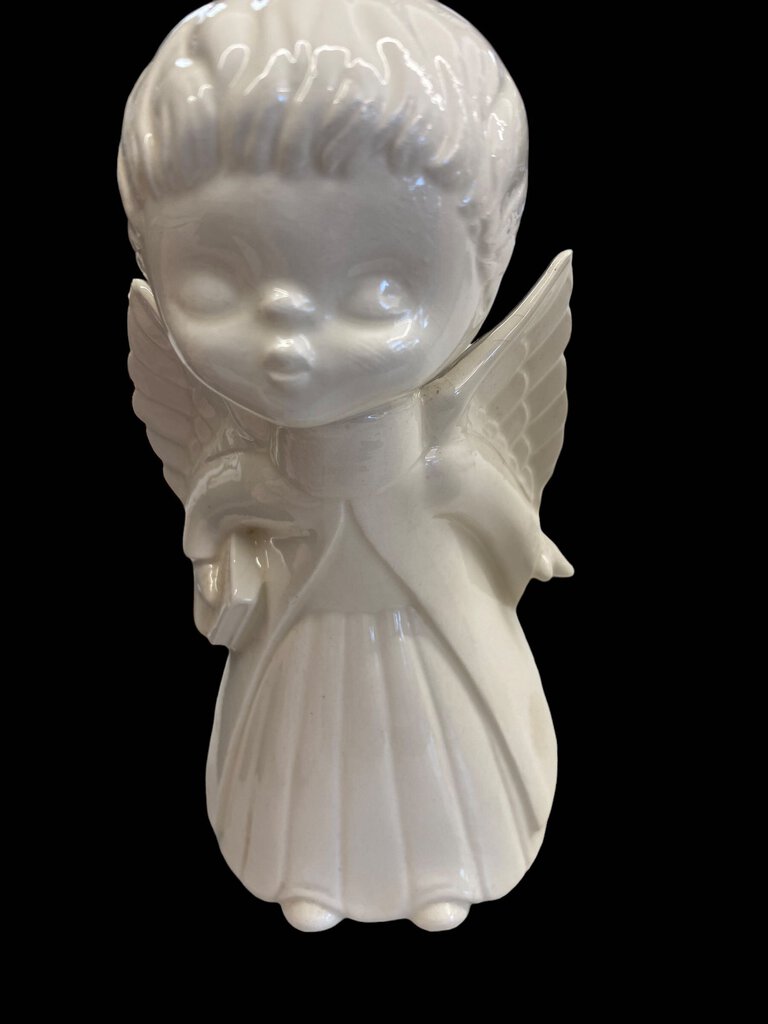 Vintage Kissing Boy Girl Angles White Ceramic Christmas