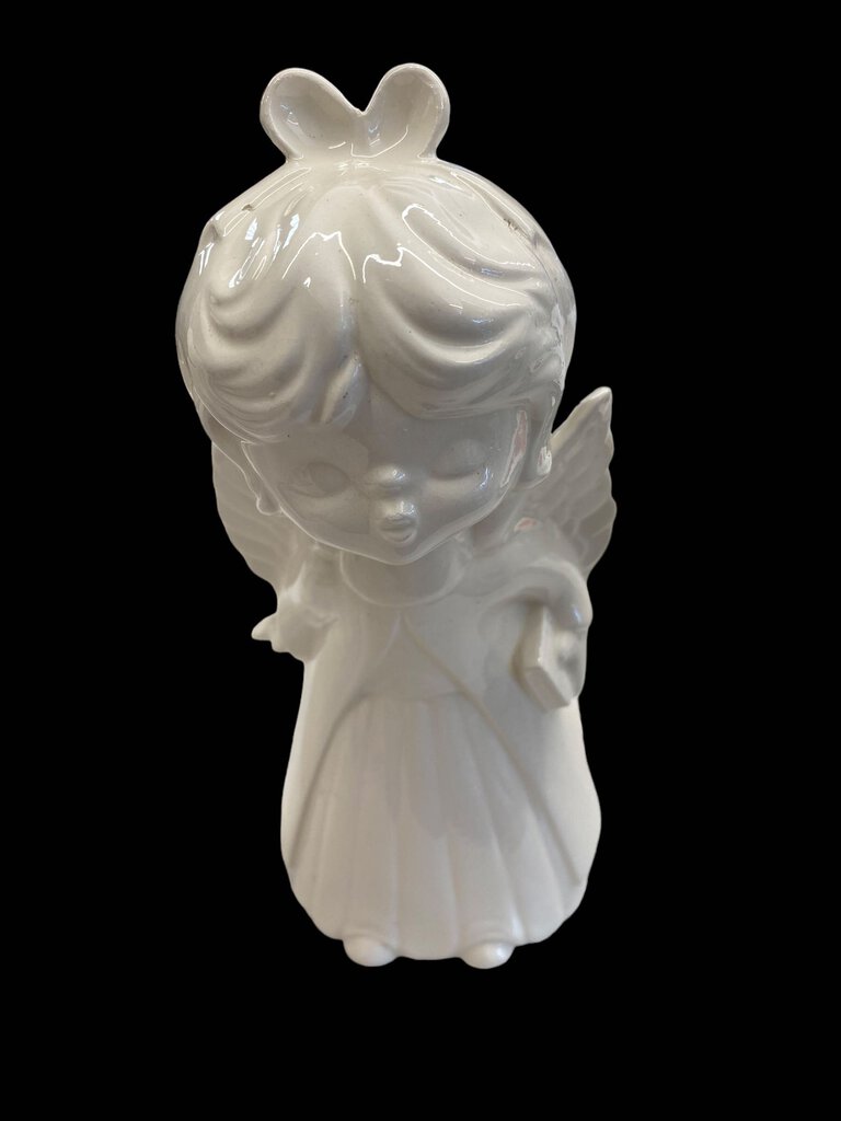 Vintage Kissing Boy Girl Angles White Ceramic Christmas