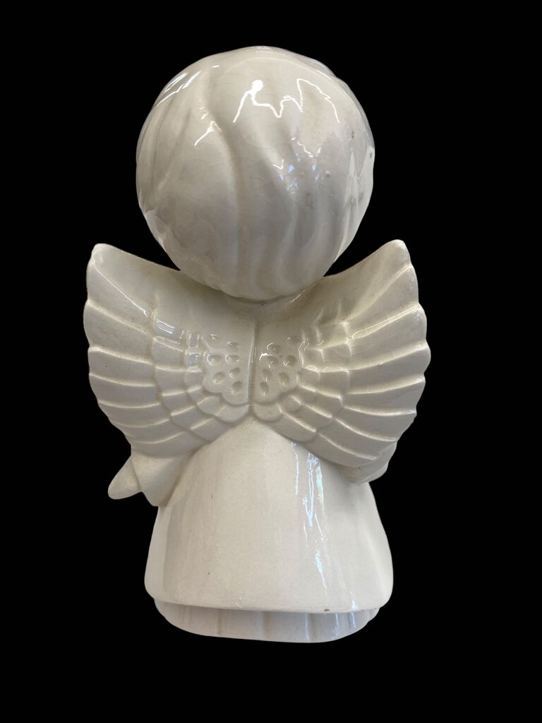 Vintage Kissing Boy Girl Angles White Ceramic Christmas