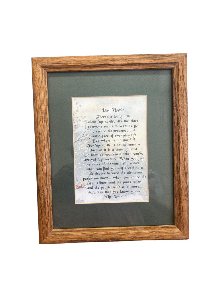 Up North Poem Framed Wall Art Picture