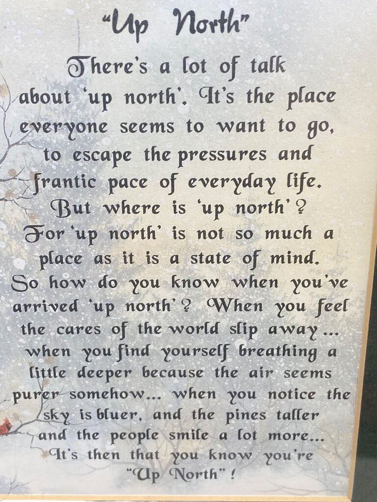 Up North Poem Framed Wall Art Picture