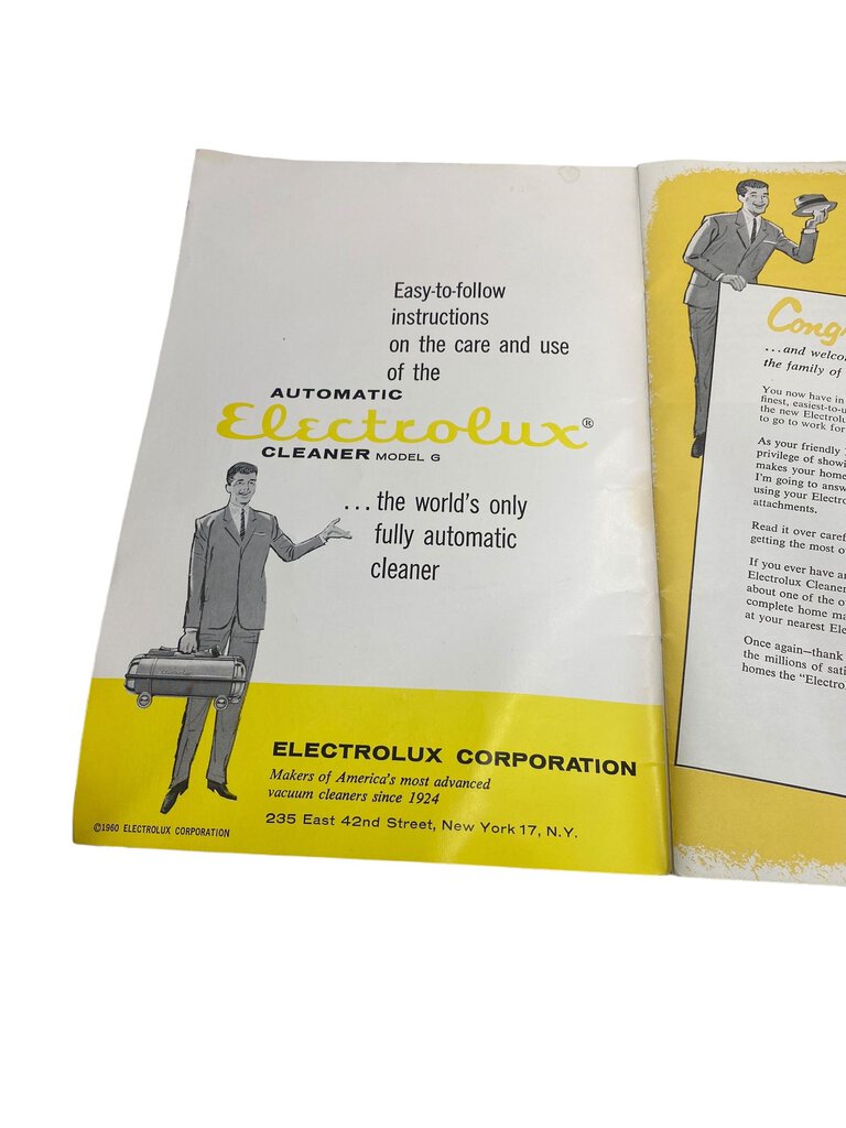 Vintage Electolux Vacuum Cleaner Model G Book Instruction Manual 60's