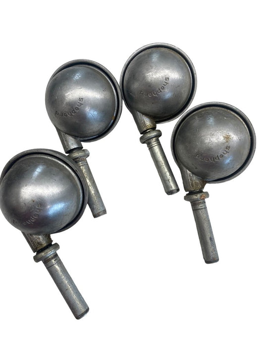 4 Vintage Shephard Casters Industrial Hardware Silver