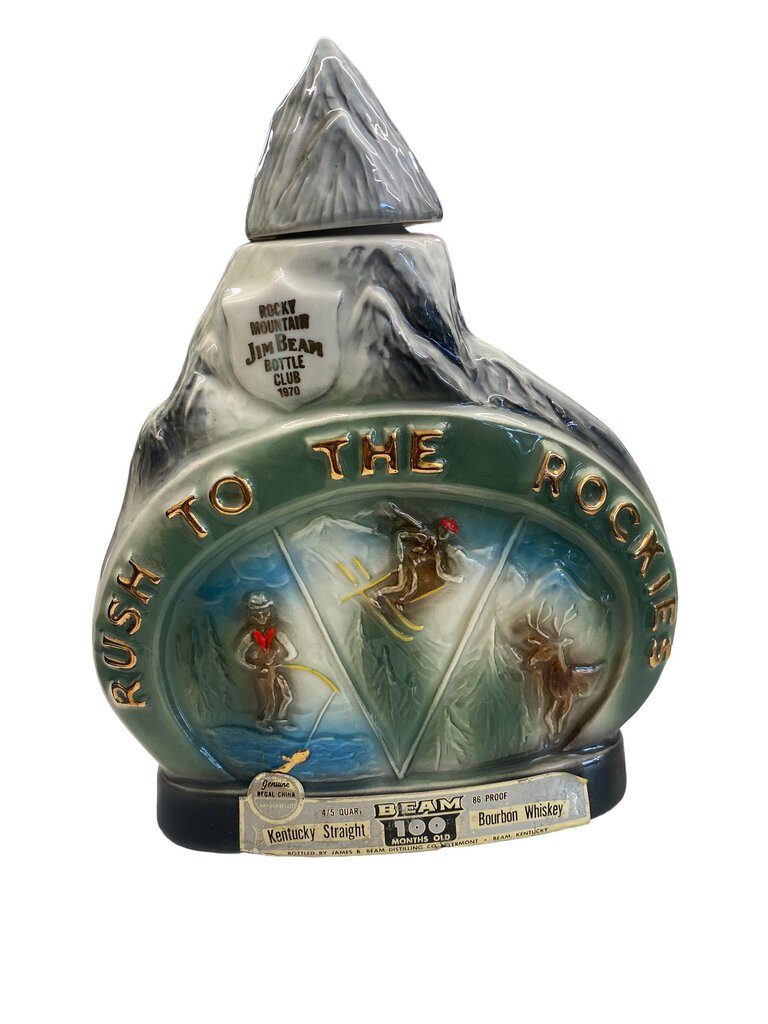 Vintage 1970 Jim Beam Rush To The Rockies Decanter EMPTY