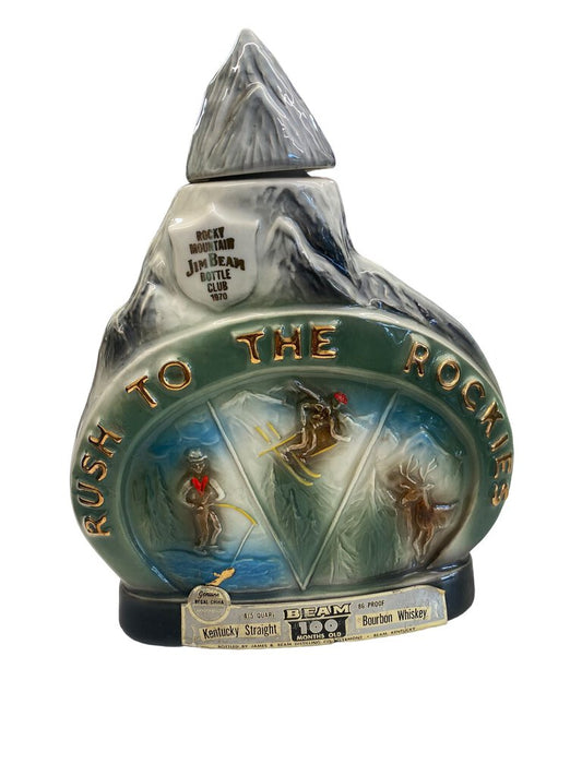 Vintage 1970 Jim Beam Rush To The Rockies Decanter EMPTY
