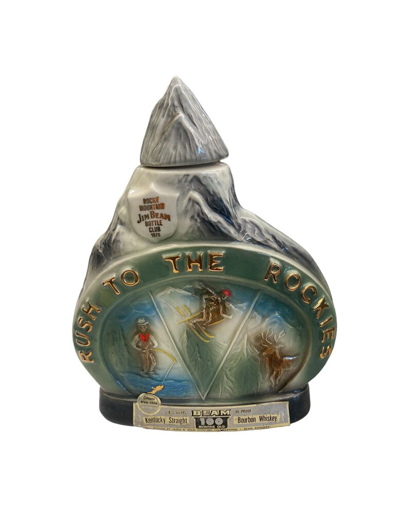 Vintage 1970 Jim Beam Rush To The Rockies Decanter EMPTY