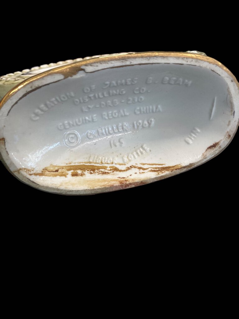 Vintage 1969 Jim Beam Rose Sage Green Gold Trim Decanter EMPTY