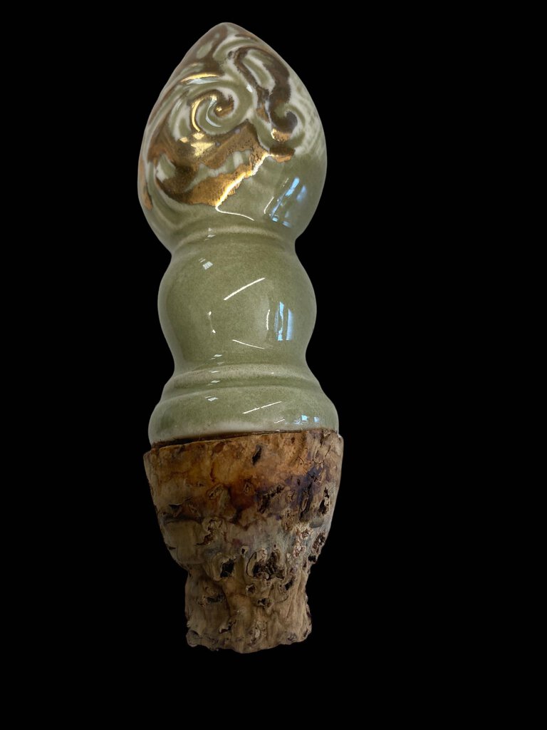 Vintage 1969 Jim Beam Rose Sage Green Gold Trim Decanter EMPTY