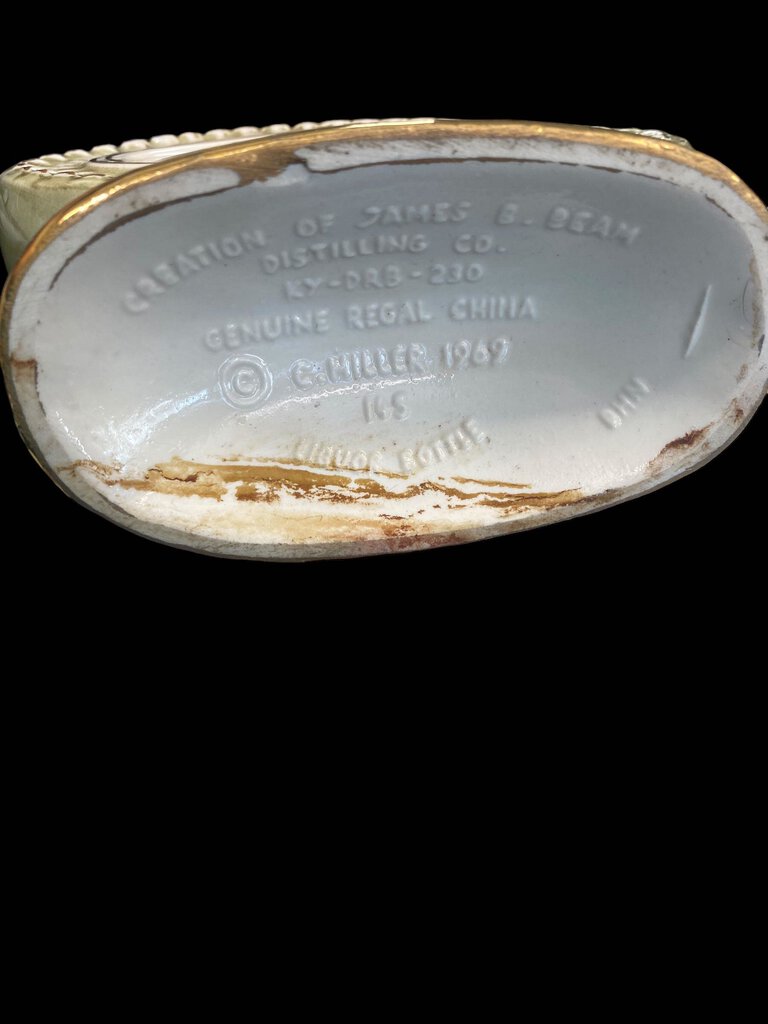 Vintage 1969 Jim Beam Rose Sage Green Gold Trim Decanter EMPTY