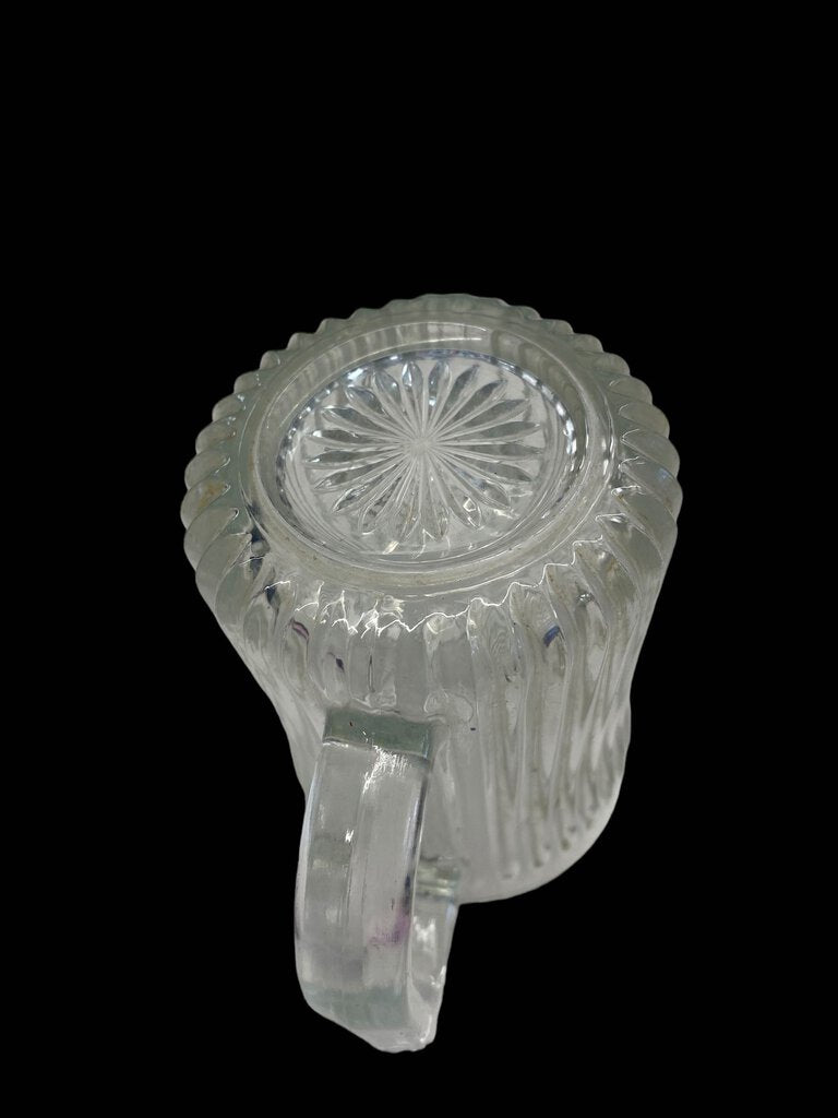 Ribbed Clear Heavy Glass Coffee Tea Mug Cup Starburst Bottom