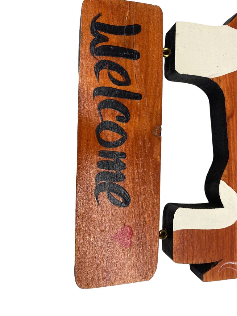 Handmade Welcome Wood Cow Sign Plaque Haning Door Outside