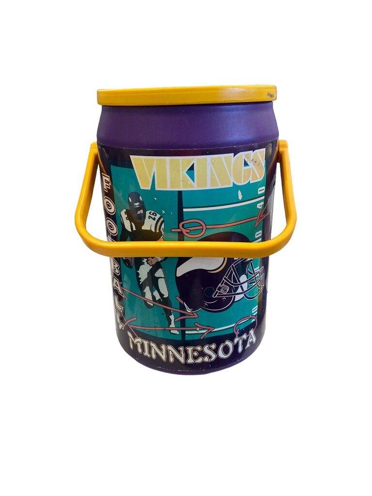 Vintage 1997 KOOLER KRAFT Minnesota Vikings NFL Can Cooler Yellow Lid & Handle