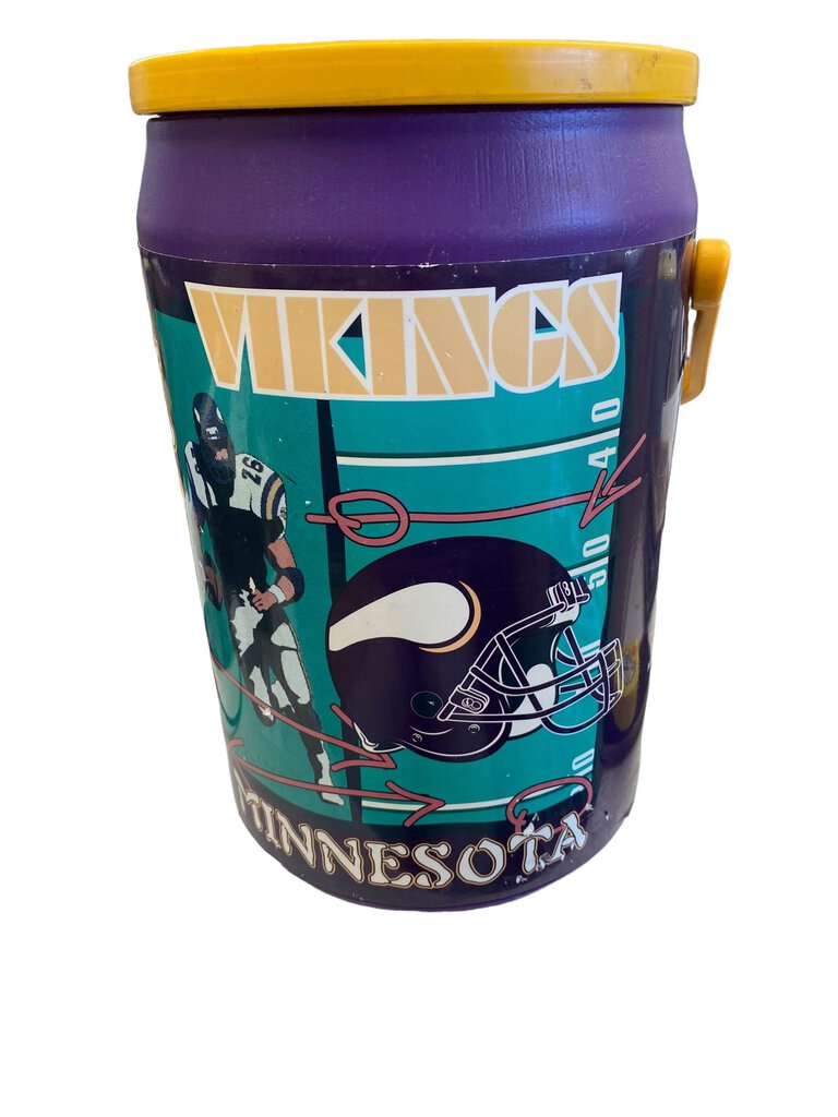 Vintage 1997 KOOLER KRAFT Minnesota Vikings NFL Can Cooler Yellow Lid & Handle