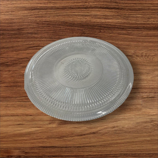 Vintage Pressed Glass Cake Plate Ribbed Footed Serving Tray