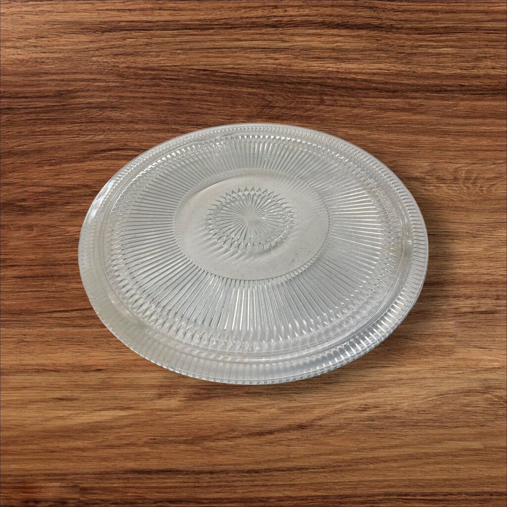 Vintage Pressed Glass Cake Plate Ribbed Footed Serving Tray