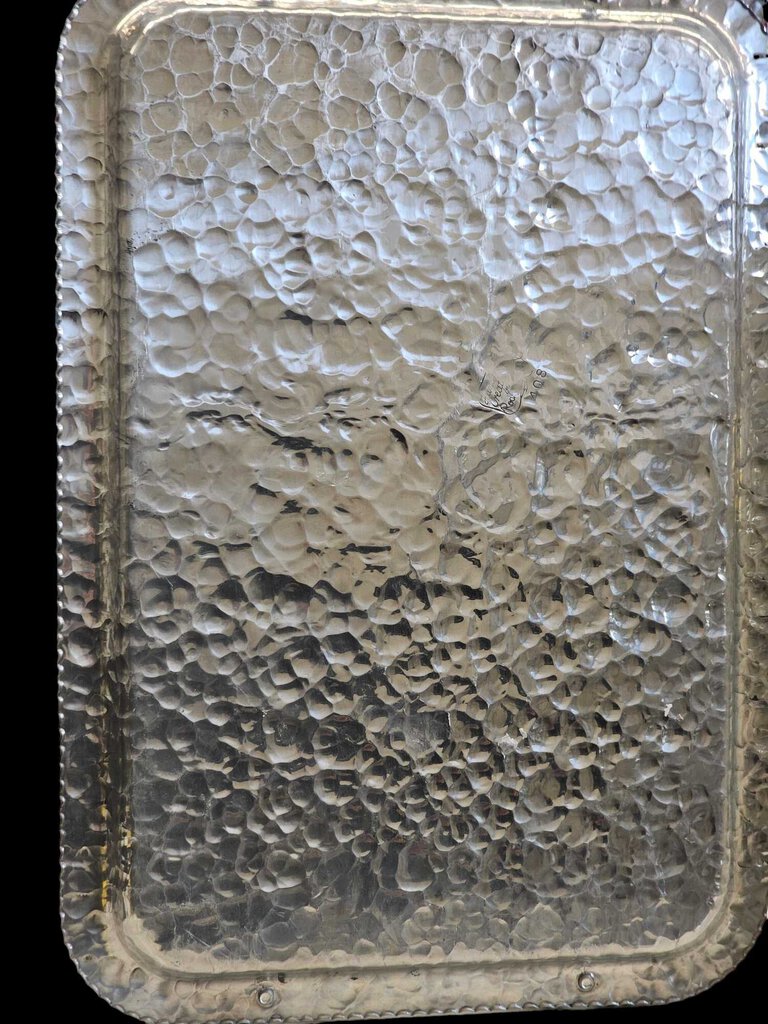 Vintage Hammered Aluminum Tray #408 Tulip By Rodney Kent Hand Wrought 16"X 11.5"